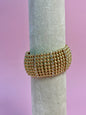 Gold Beaded 1.25" Wide Stretch Bracelet