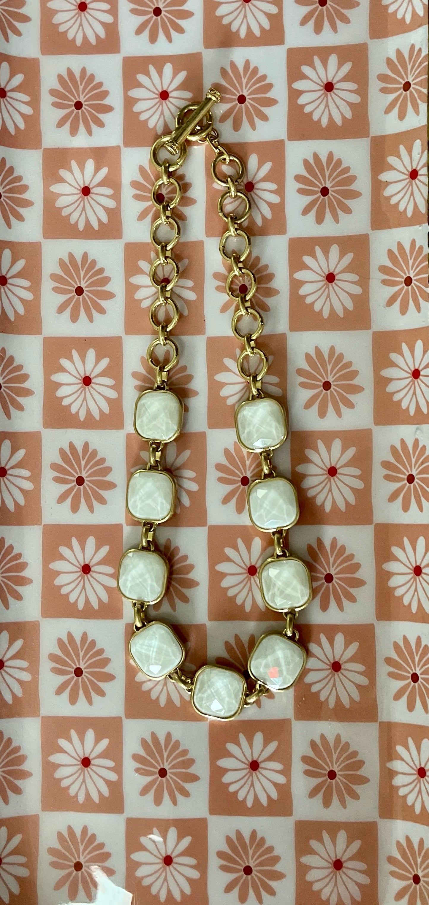 White Stone Collared Necklace