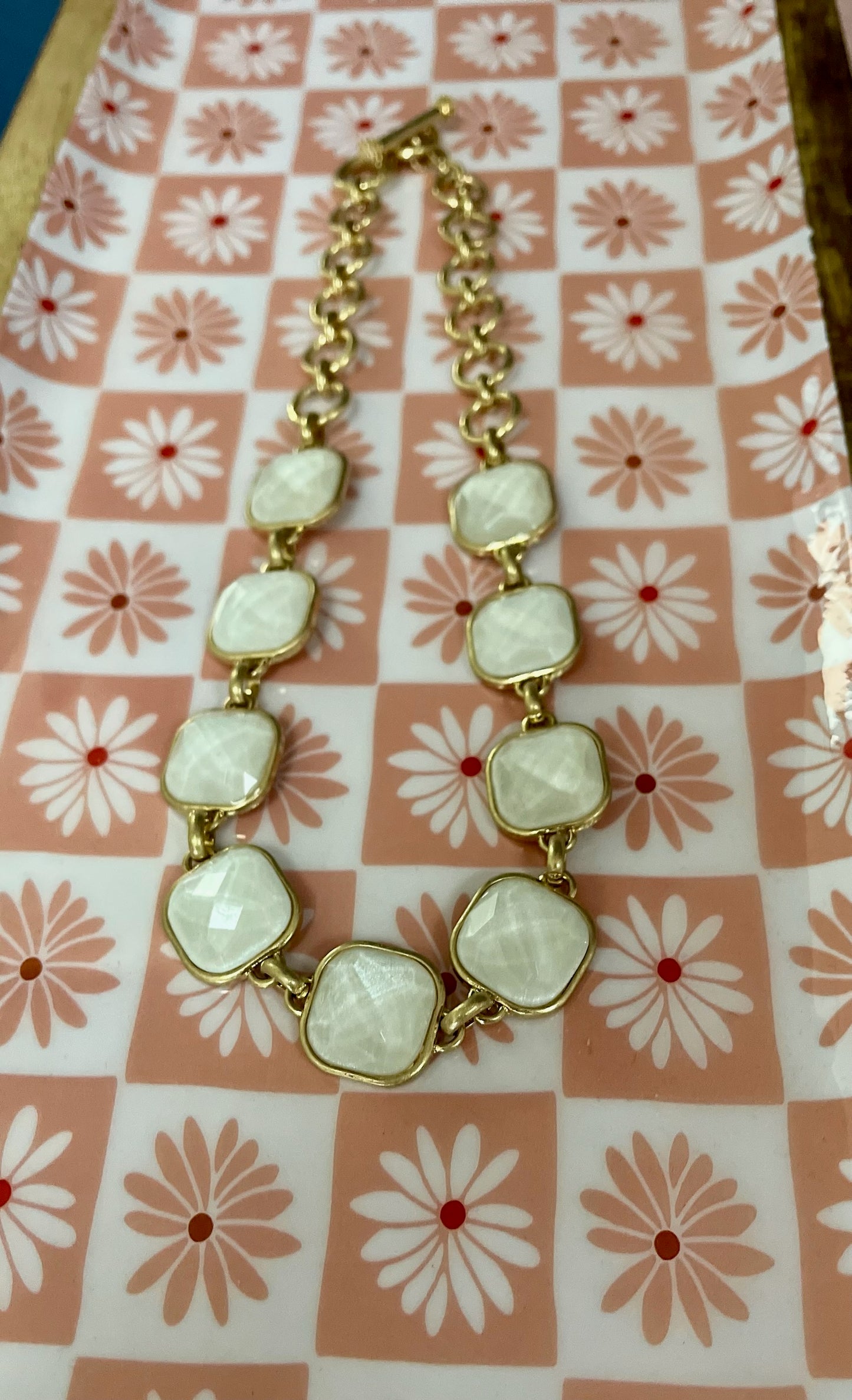 White Stone Collared Necklace
