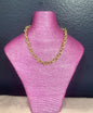 Gold Textured Round Link Necklace FS