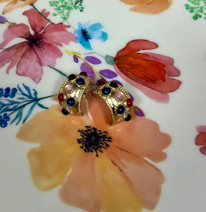 Small Matte Gemstone Hoop (4 Colors)