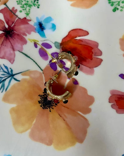 Small Matte Gemstone Hoop (4 Colors)