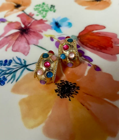 Small Matte Gemstone Hoop (4 Colors)