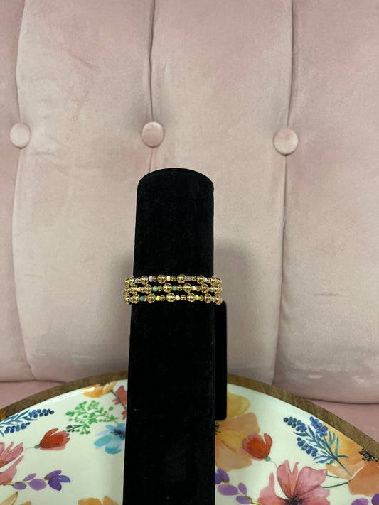 Set of 3 Pastel and Gold Bead Bracelet