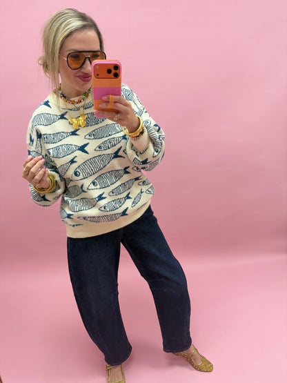 Blue Sardine Story Knit Sweater