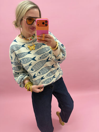Blue Sardine Story Knit Sweater