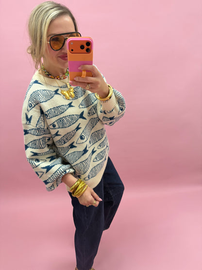 Blue Sardine Story Knit Sweater