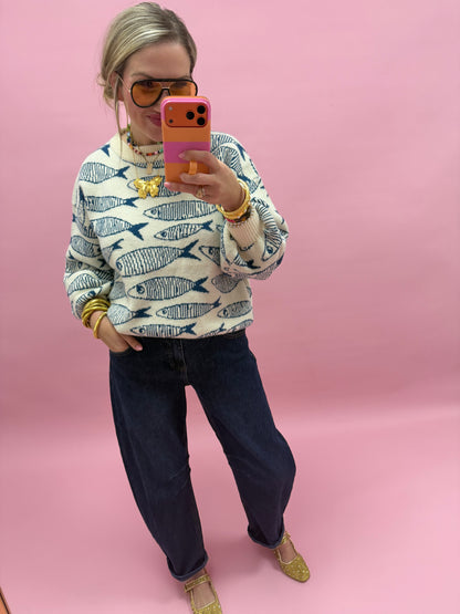 Blue Sardine Story Knit Sweater