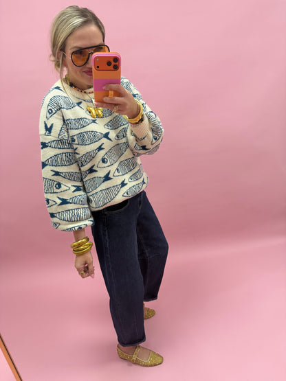 Blue Sardine Story Knit Sweater