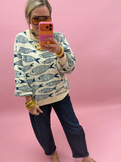 Blue Sardine Story Knit Sweater