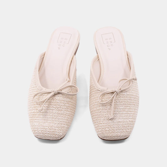 Andrea Flat Mule- Bone Woven