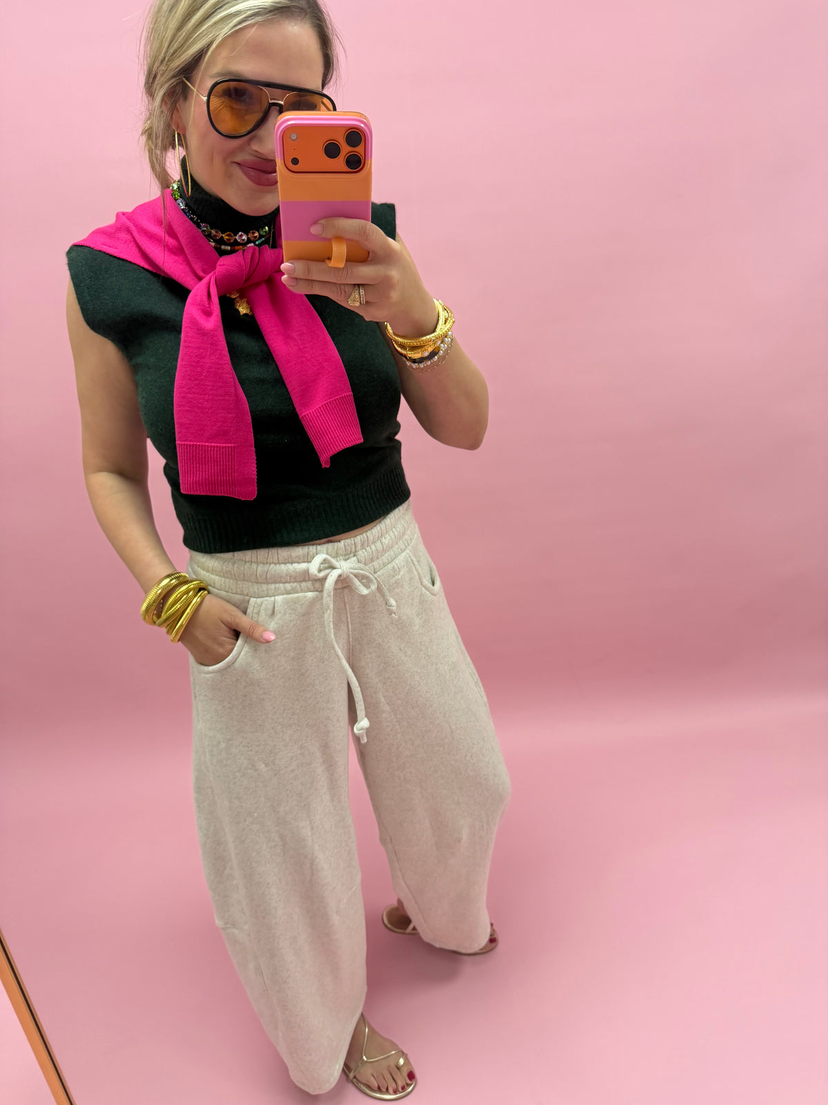 Vanilla Fleece Barrel Leg Sweatpants