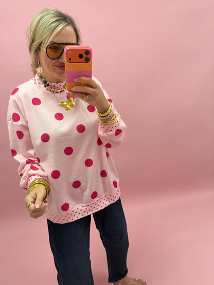 Polka Dot Print Long Sleeve Top