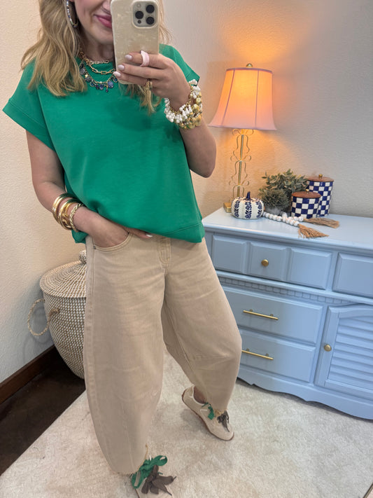 Kelly Green Scuba Cap Sleeve