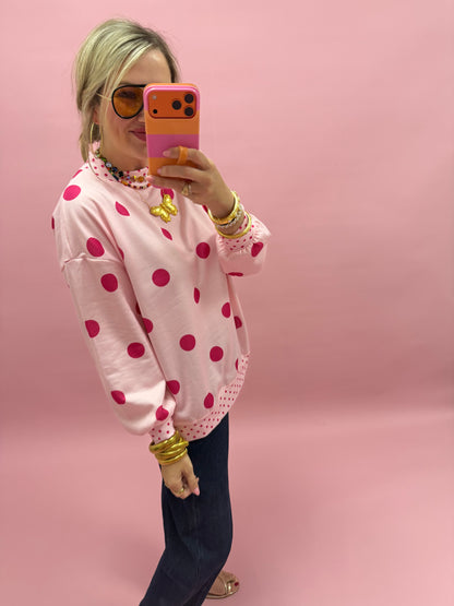 Polka Dot Print Long Sleeve Top