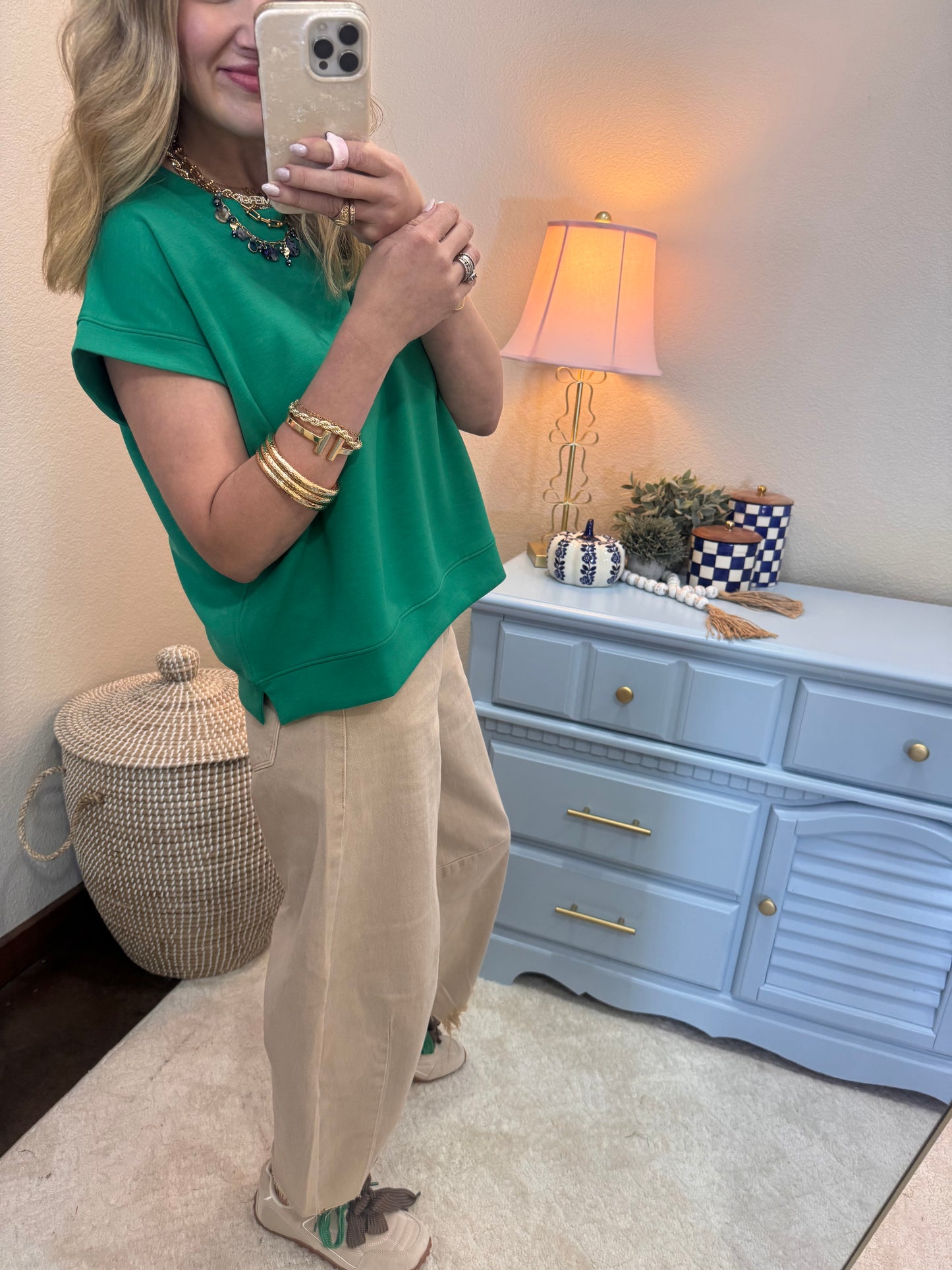 Kelly Green Scuba Cap Sleeve