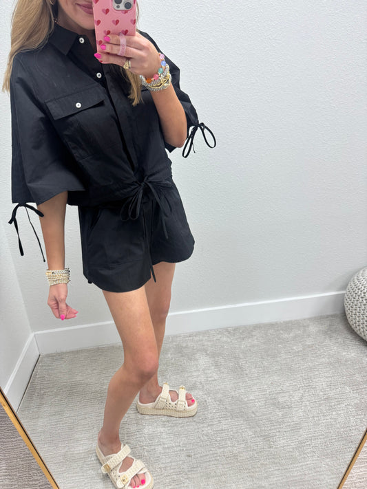 Black Wind Breaker Two Piece Set