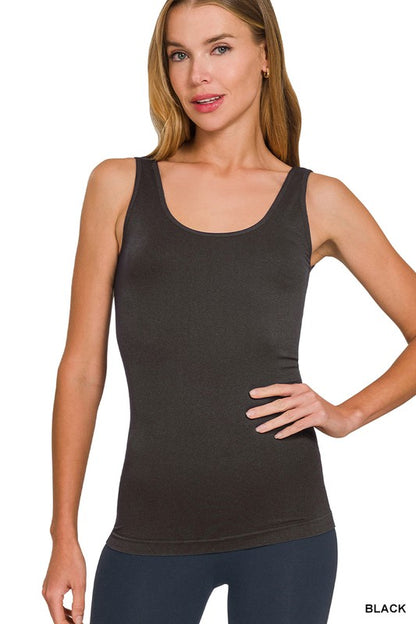 Black U or V Neck 2-way Seamless Tank Top