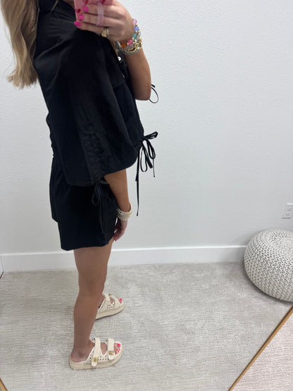 Black Wind Breaker Two Piece Set