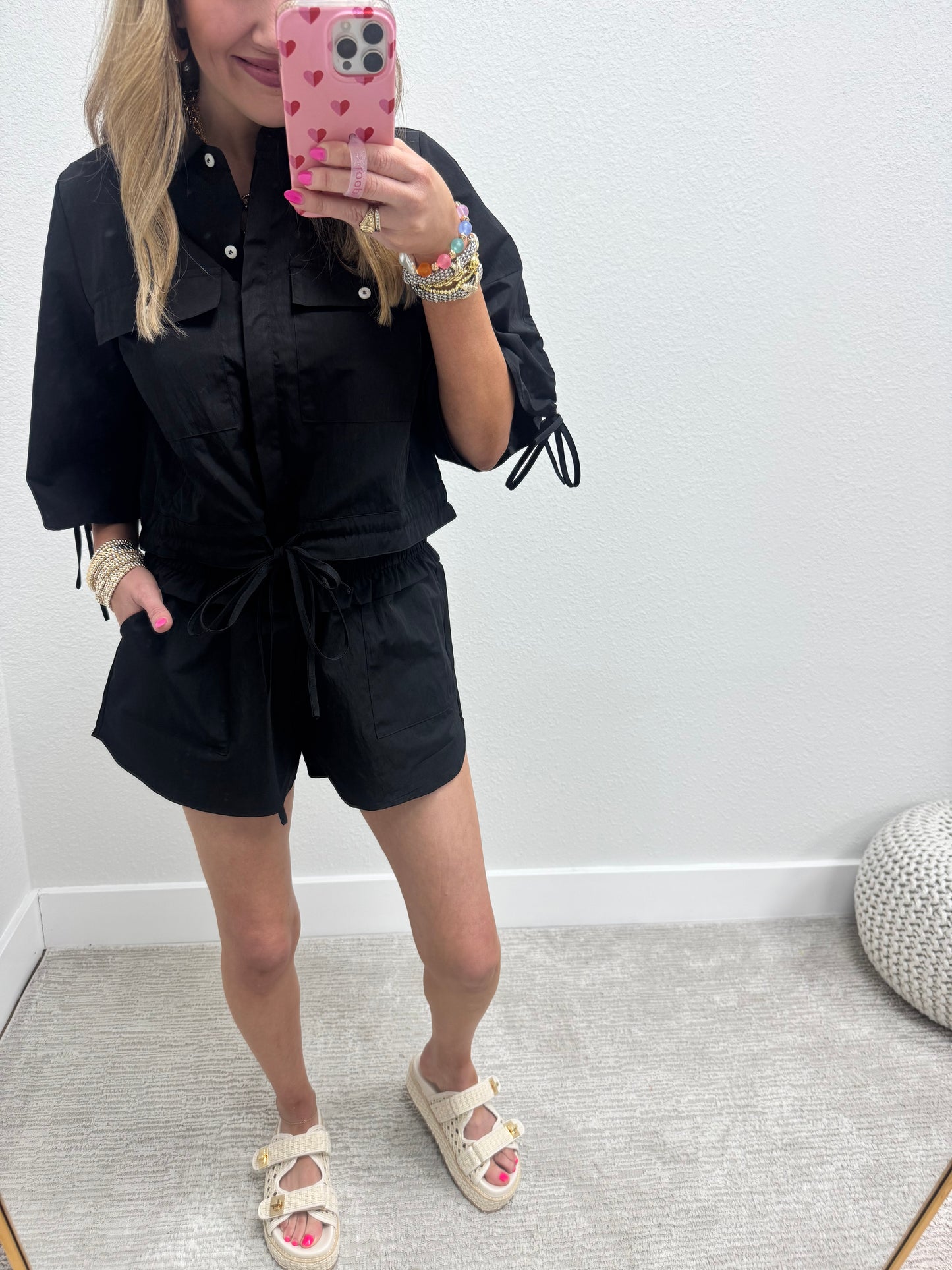 Black Wind Breaker Two Piece Set