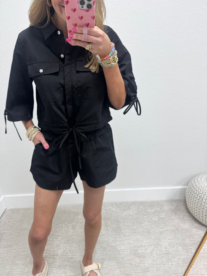 Black Wind Breaker Two Piece Set