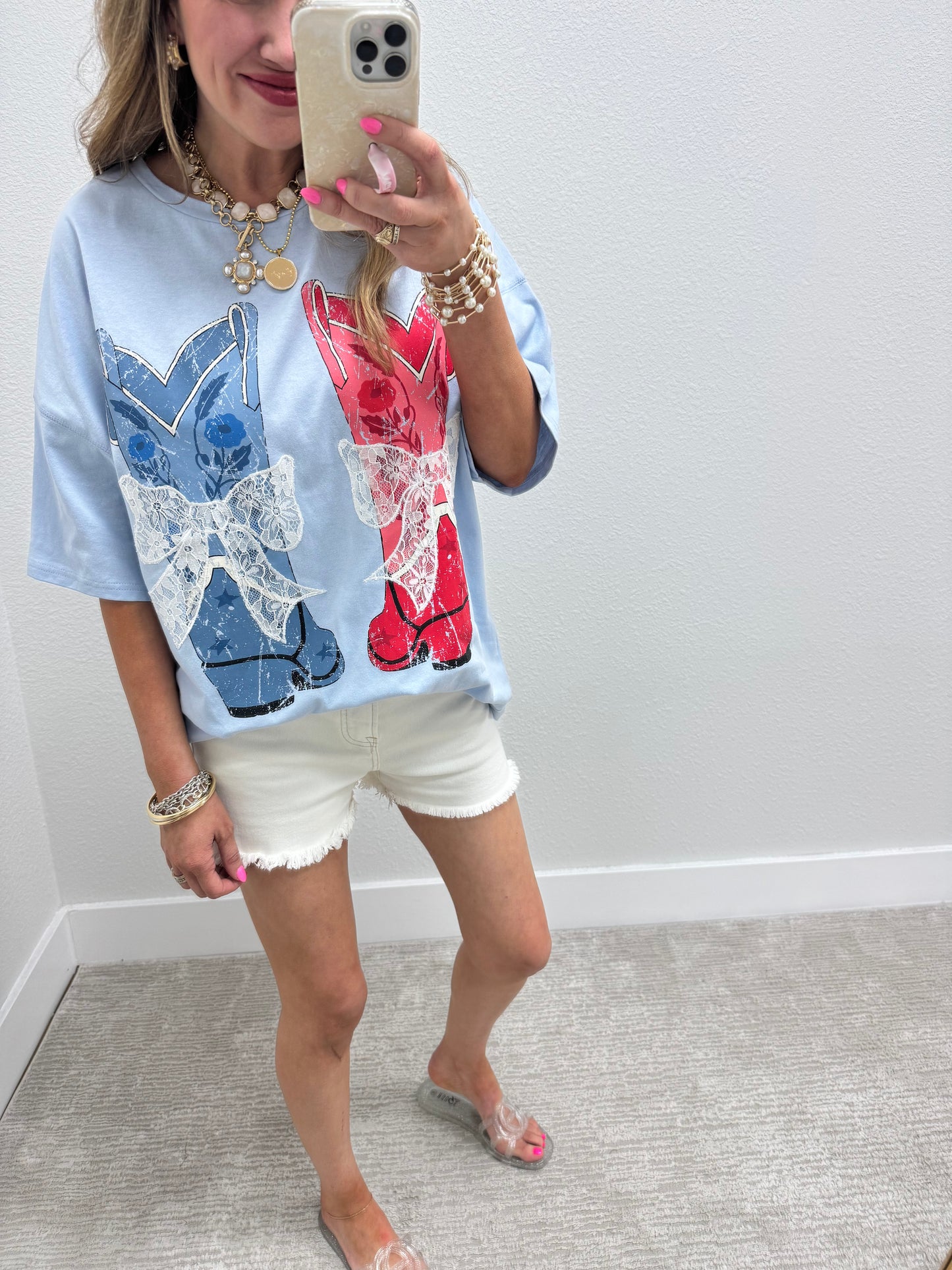 Red White and Blue Cowboy Boot Top