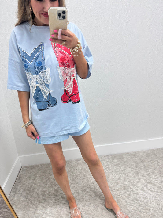 Red White and Blue Cowboy Boot Top