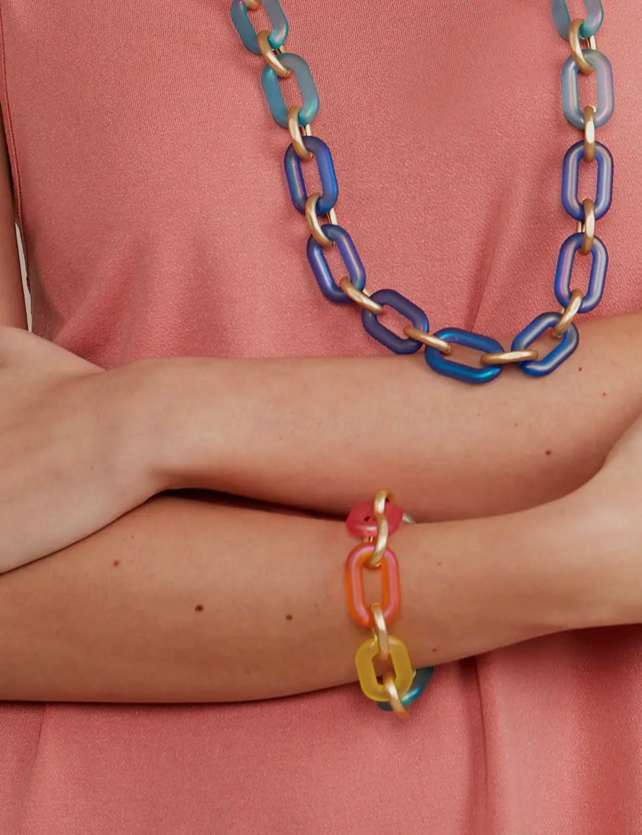 Multi Color Resin Oval Link Magnetic Bracelet
