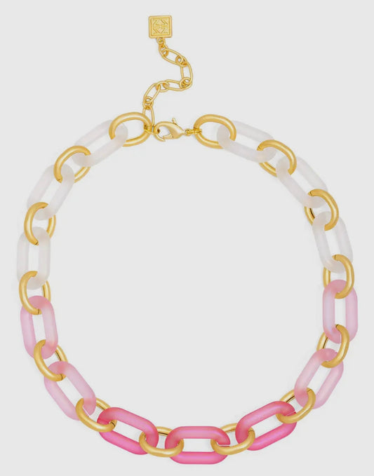 Pink Resin Oval Link Necklace