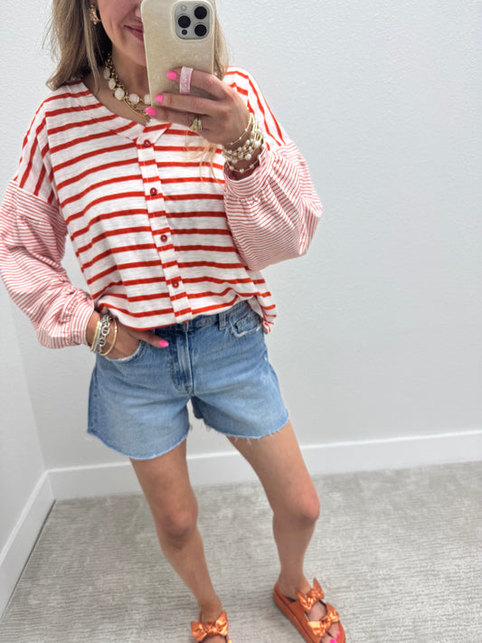 Orange and White Striped Top