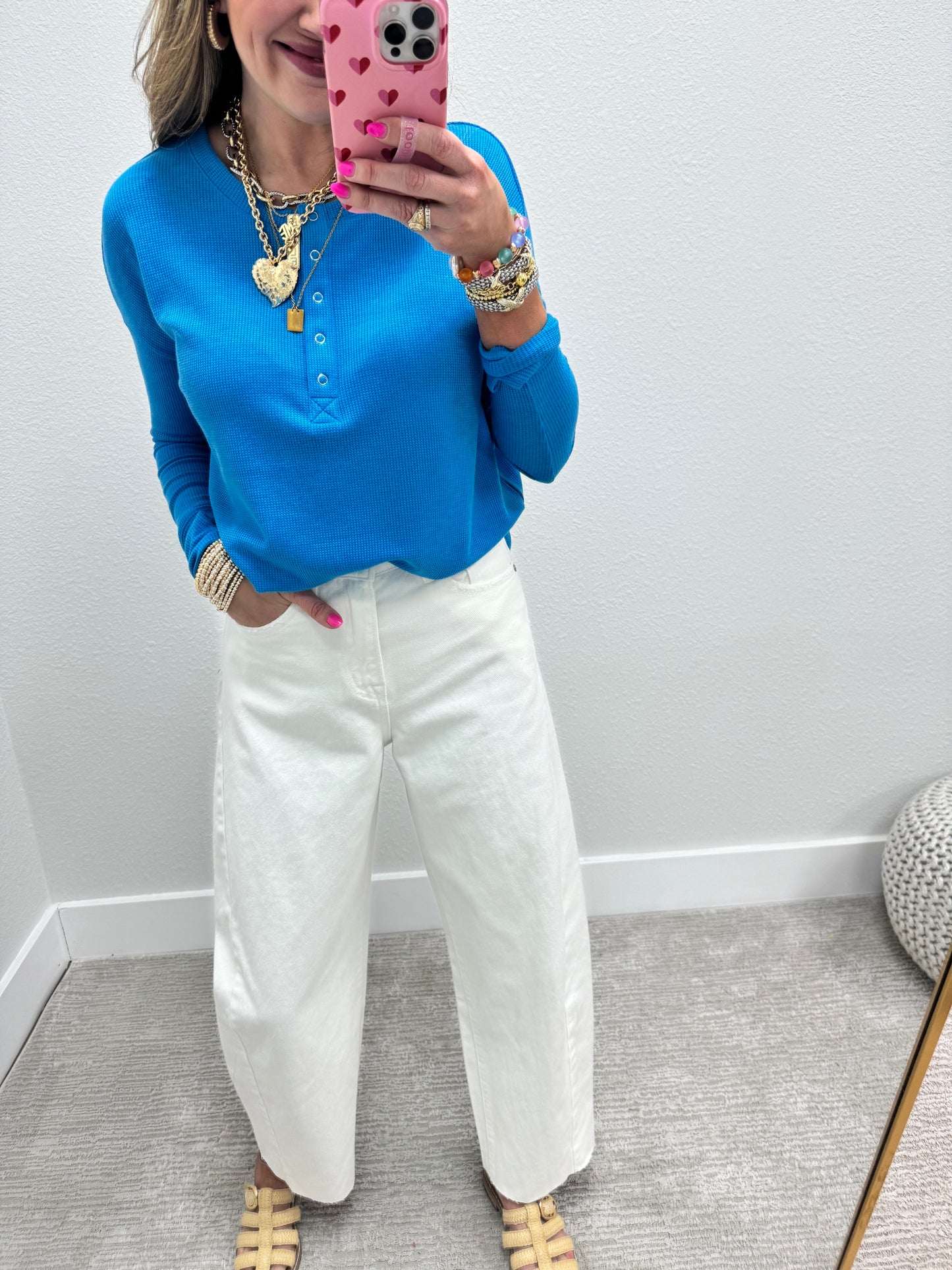 High Rise Full Length White Barrel Jeans FS