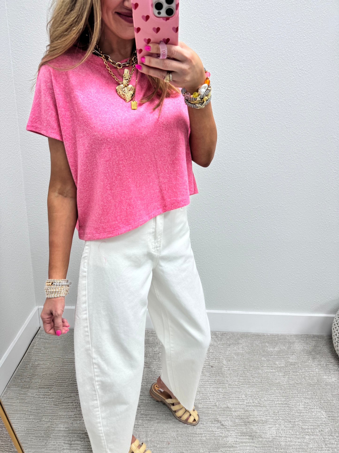 High Rise Full Length White Barrel Jeans FS