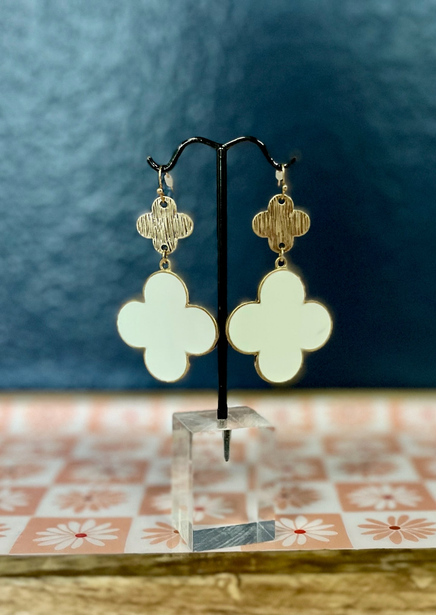 Double Drop Down Clover Earrings (3 colors)