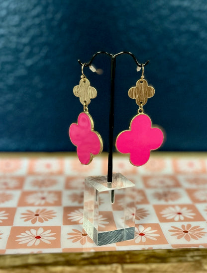 Double Drop Down Clover Earrings (3 colors)
