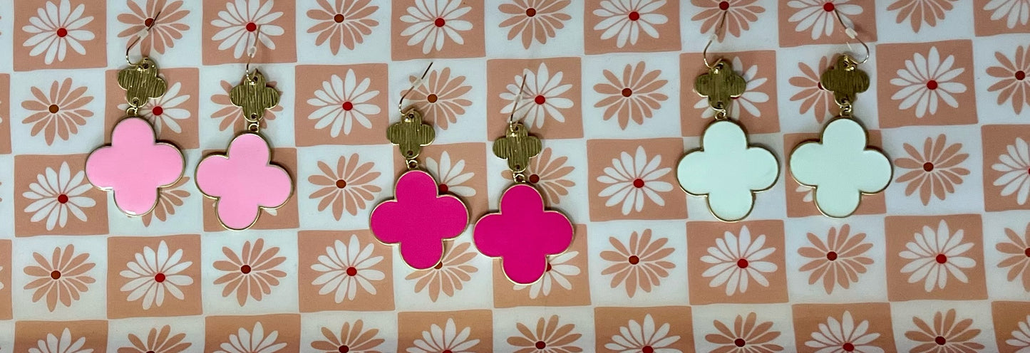 Double Drop Down Clover Earrings (3 colors)