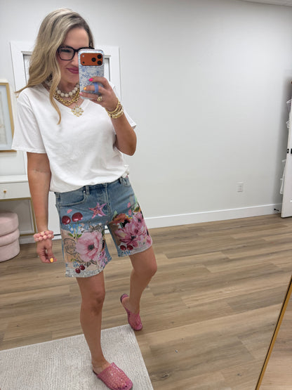 Risen Floral Print Shorts