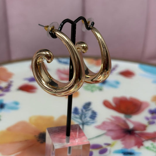 Thick Gold Swirl Hoop Earring