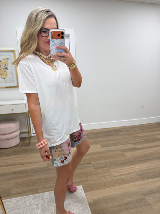 White Boyfriend V-Neck