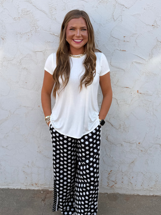 Ivory Flowy Round Hem Rayon Top
