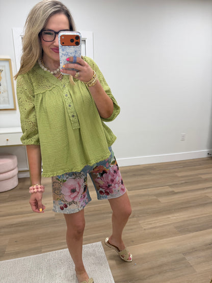 Risen Floral Print Shorts