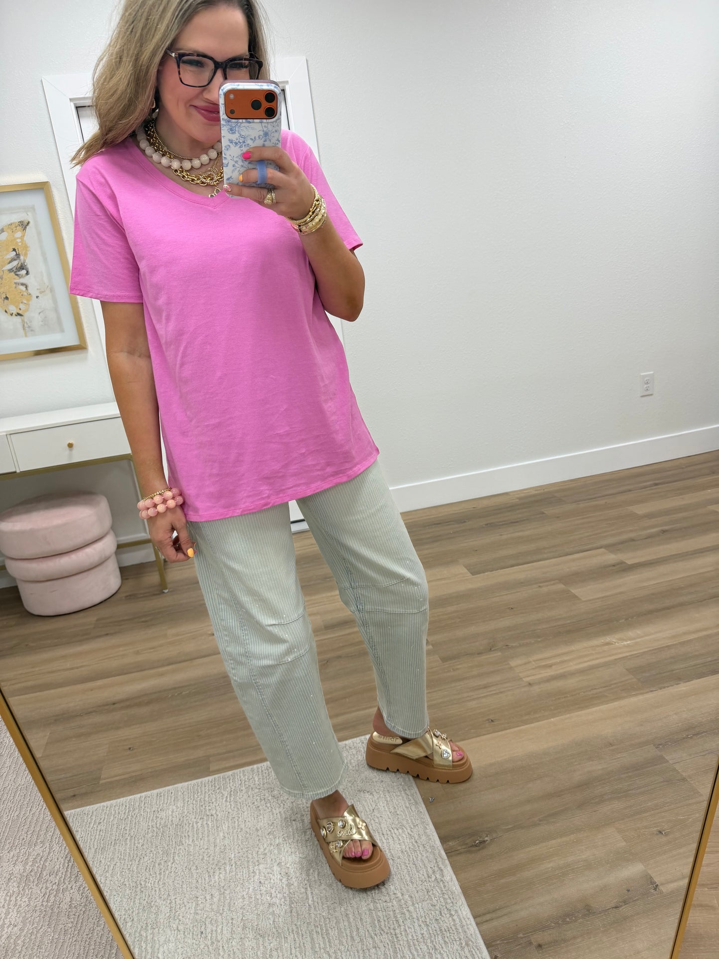 Candy Pink Boyfriend Vneck