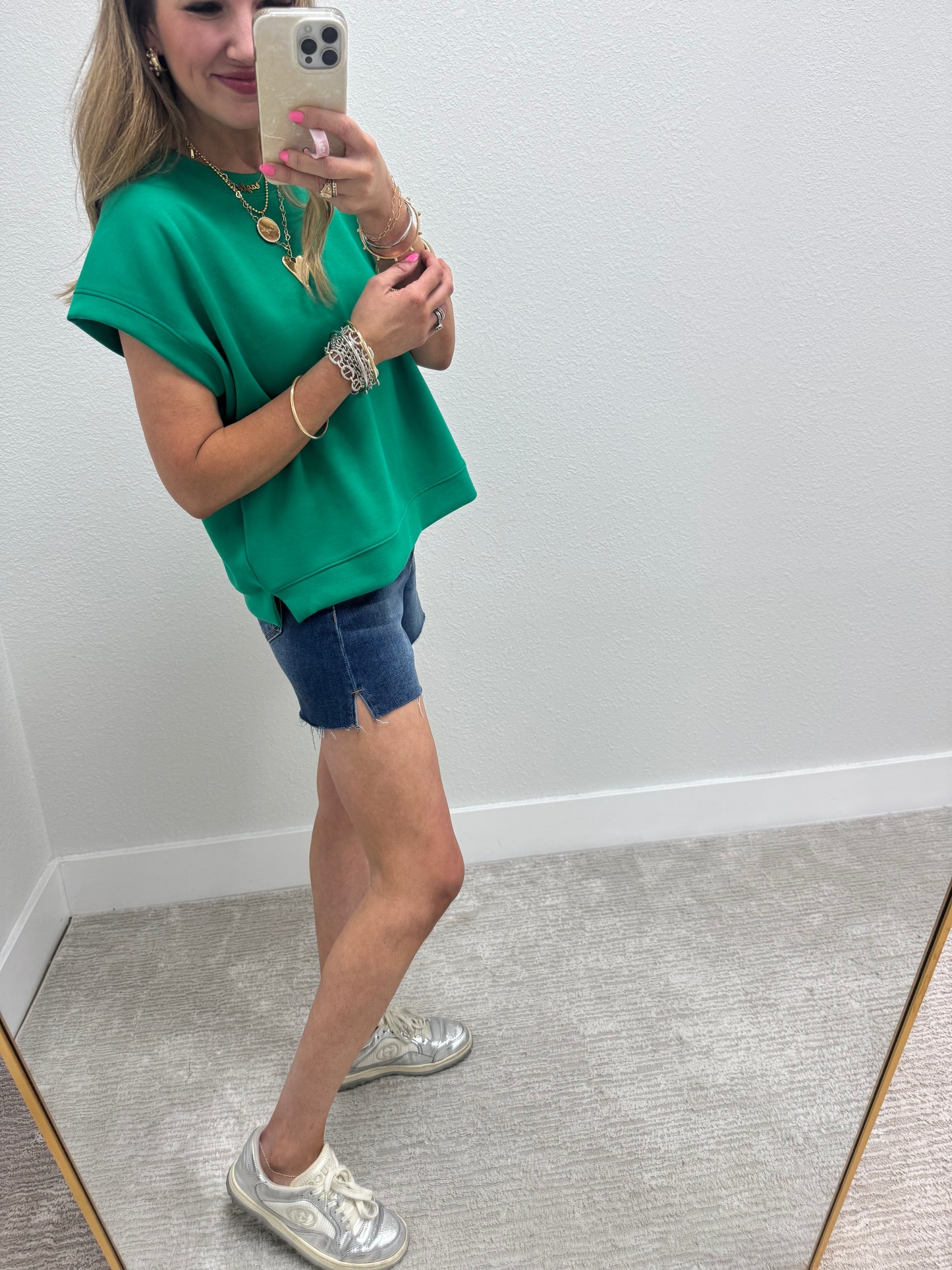Risen Dark High Rise Raw Cut Hem Side Slit Shorts FS