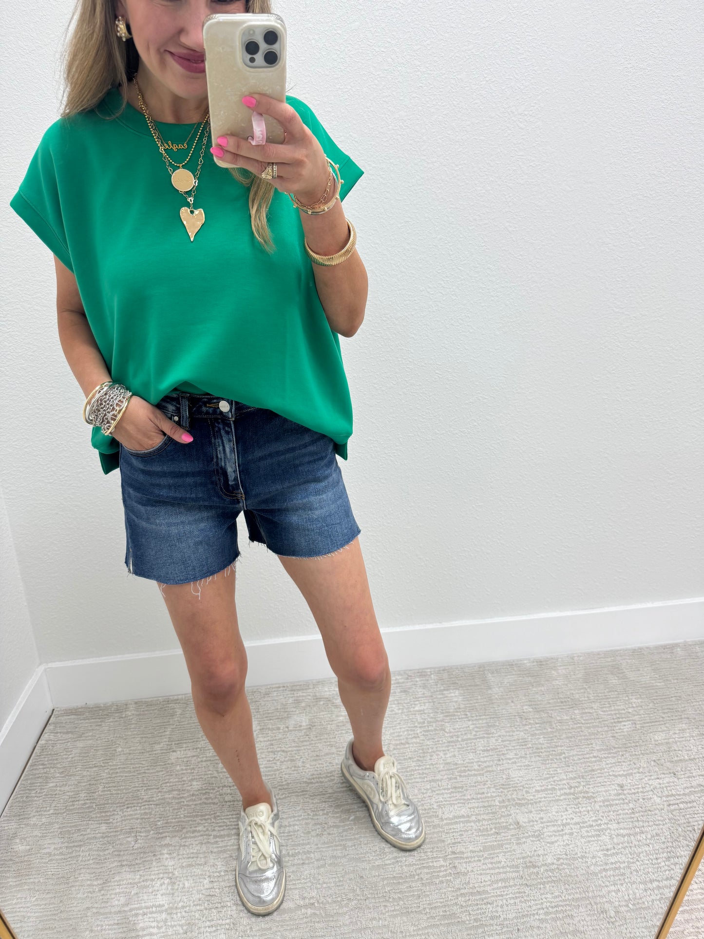 Risen Dark High Rise Raw Cut Hem Side Slit Shorts FS