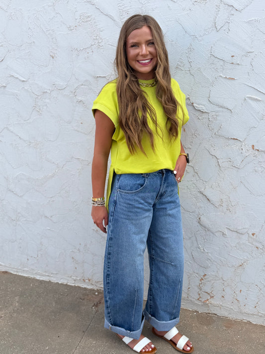 Wide Leg Barrel Denim Jeans