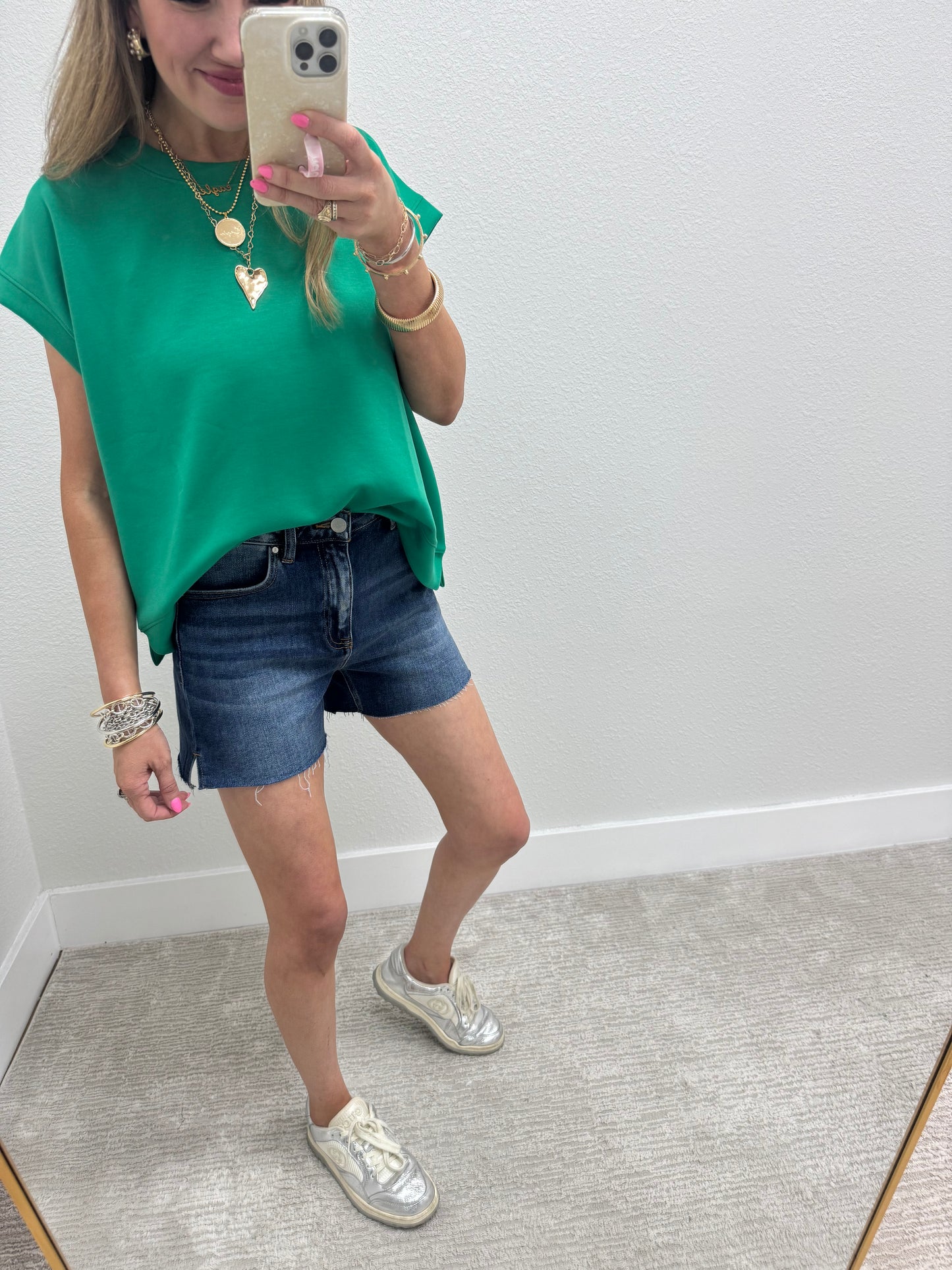 Risen Dark High Rise Raw Cut Hem Side Slit Shorts FS