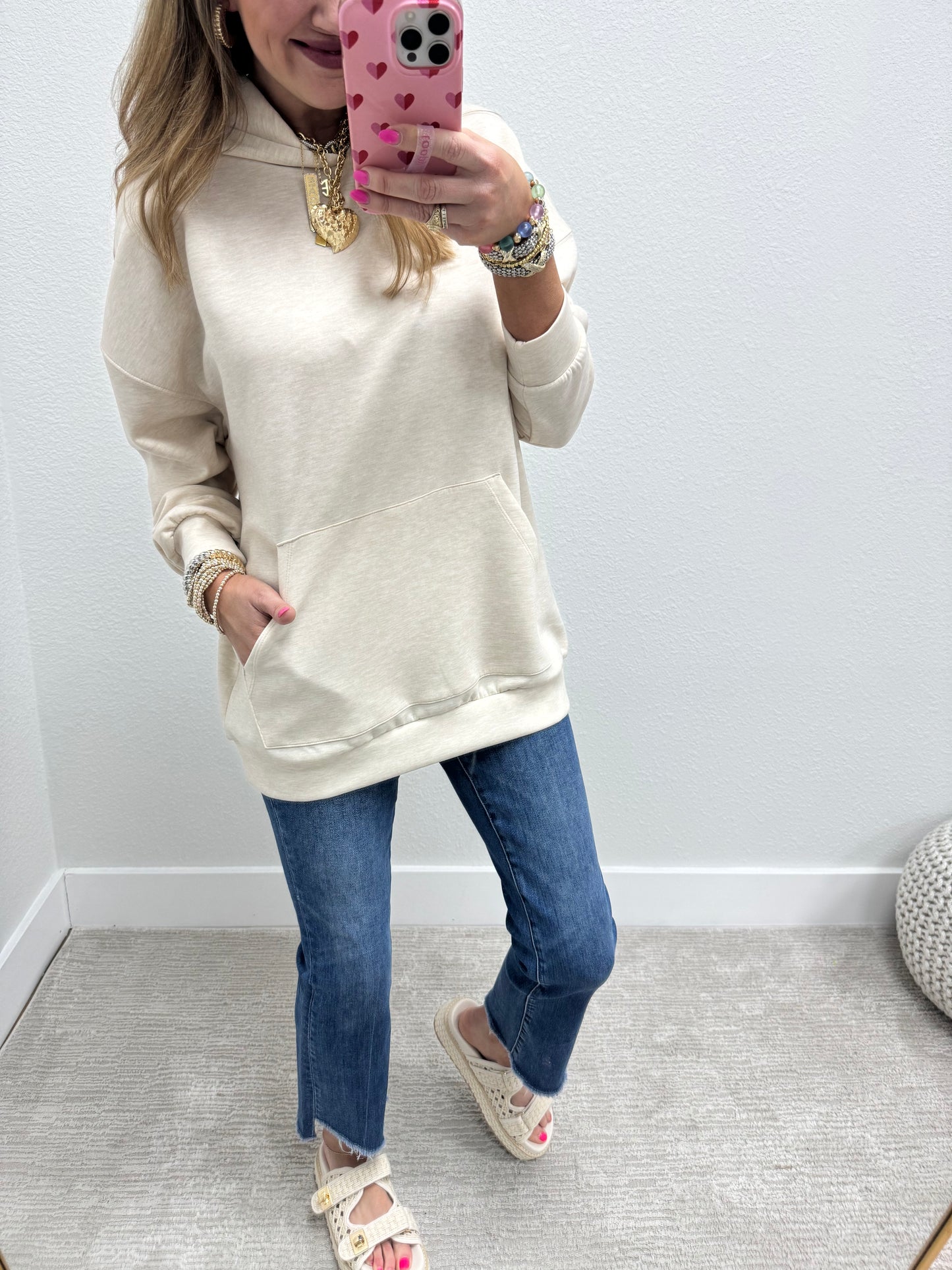 Oatmeal Scuba Pullover with Kangaroo Pocket FS