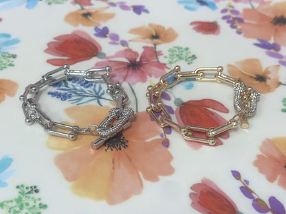 Horsebit Toggle Clasp Bracelet ( Silver and Gold)