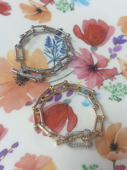 Horsebit Toggle Clasp Bracelet ( Silver and Gold)