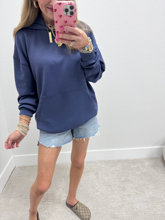 Blue Indigo Scuba Pullover with Kangaroo Pocket FS