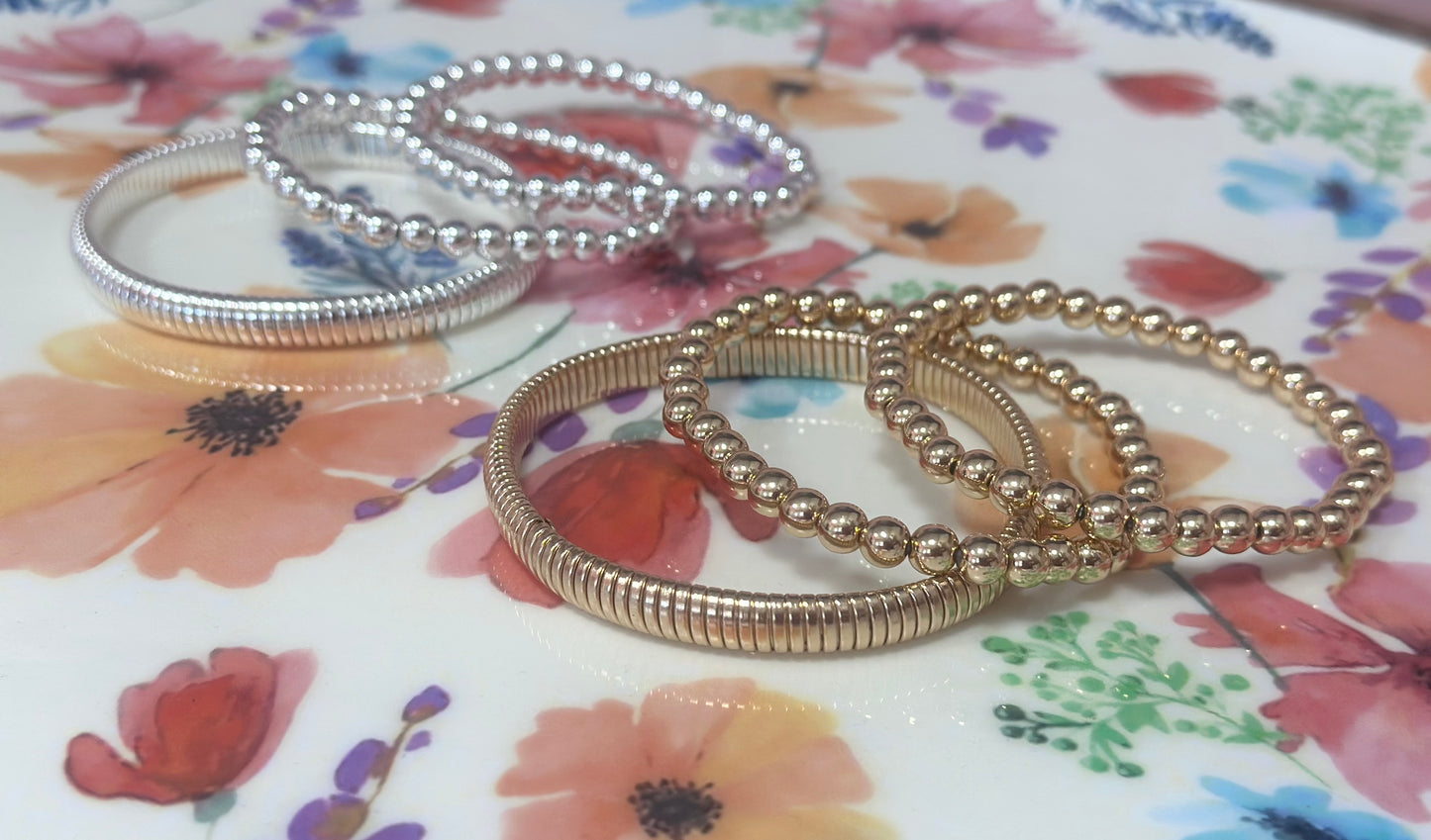 IP34 Set of Three Bangle Water Resistant Bracelets ( Silver & Gold)